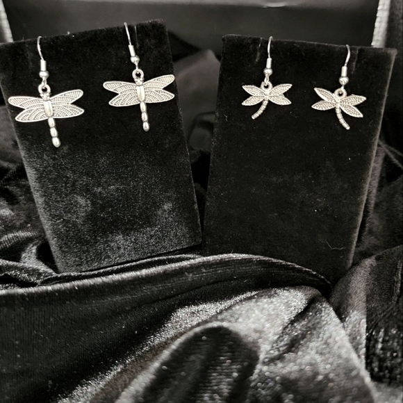 Silver Dragonfly Earring  set B - Picture 2 of 5